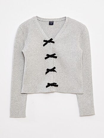 Fluwelen vest van ribstof met strikjes