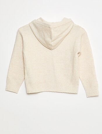 Gebreid vest met capuchon en gemêleerd effect