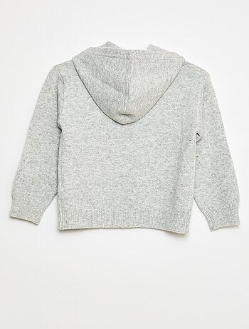 Gebreid vest met capuchon en gemêleerd effect