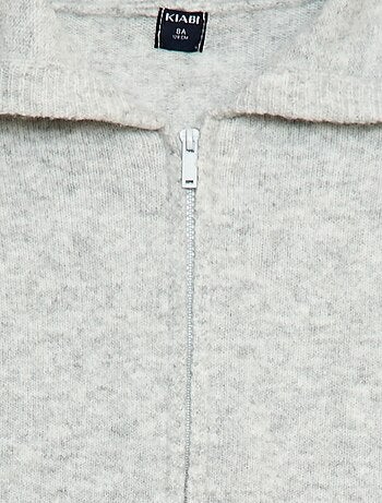 Gebreid vest met capuchon en gemêleerd effect