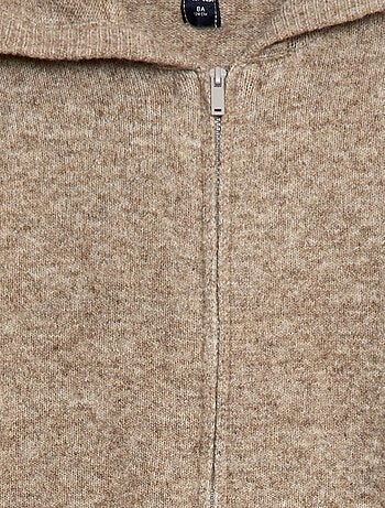 Gebreid vest met capuchon en gemêleerd effect