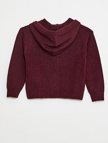 Gebreid vest met capuchon en gemêleerd effect