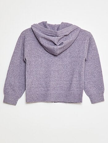 Gebreid vest met capuchon en gemêleerd effect