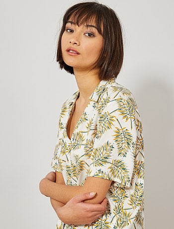 Geknoopte blouse met print - Kiabi
