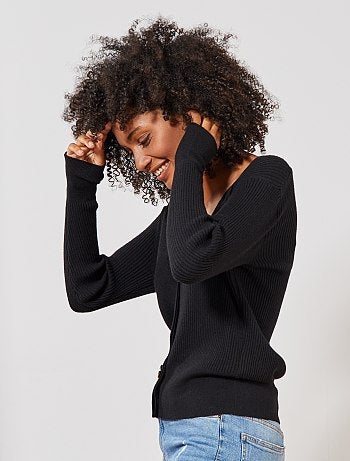 Geribd vest met grote knopen - Kiabi