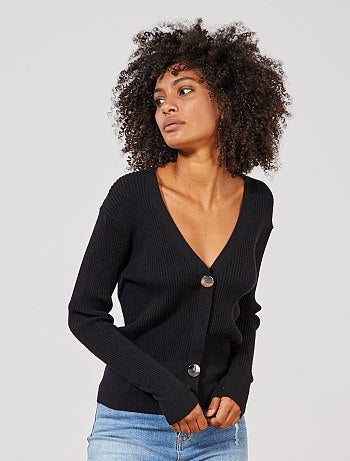 Geribd vest met grote knopen - Kiabi