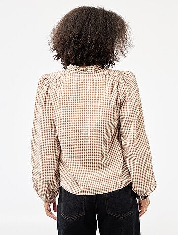 Geruite blouse met lange mouwen