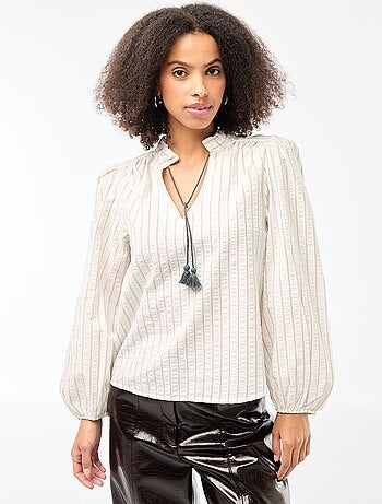 Geruite blouse met lange mouwen