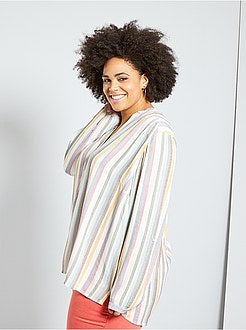 Gestreepte overhemdblouse met print - Kiabi