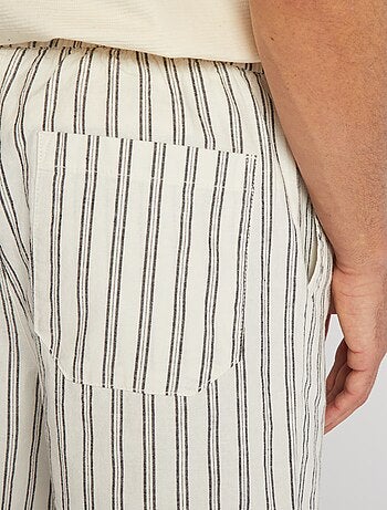 Gestreepte short van linnenmix