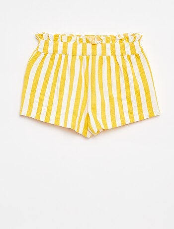 Gestreepte short van textuurtricot