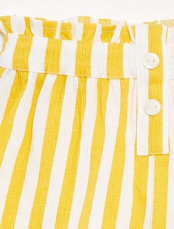 Gestreepte short van textuurtricot