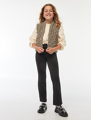 Gewatteerd, mouwloos vestje met luipaardprint