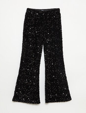 Glanzende broek, flared fit
