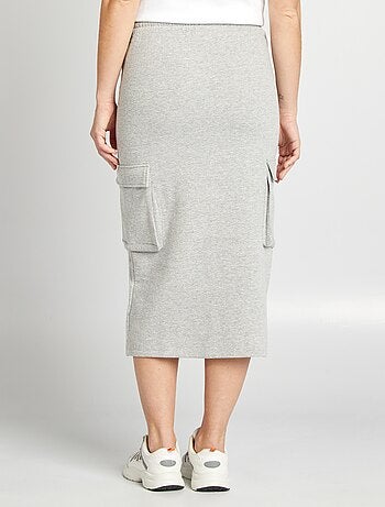 Halflange rok met zakjes in joggingmodel