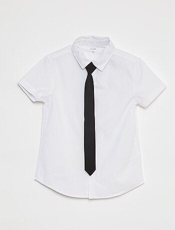 Hemd met korte mouw en stropdas