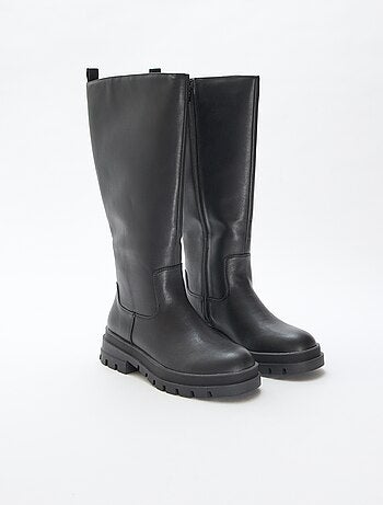 Hoge laarzen van imitatieleer met profielzool