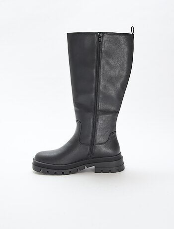 Hoge laarzen van imitatieleer met profielzool