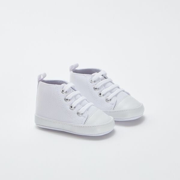Hoge stoffen sneakers Jongens babykleding - wit - Kiabi - 4,00€
