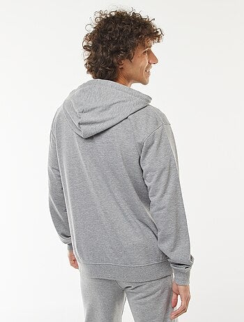 Hoodie van joggingstof met rits