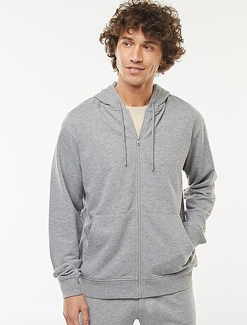Hoodie van joggingstof met rits