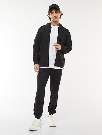 Hoodie van joggingstof met rits