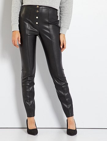 Imitatieleren broek femme - zwart - Kiabi - 15,00€