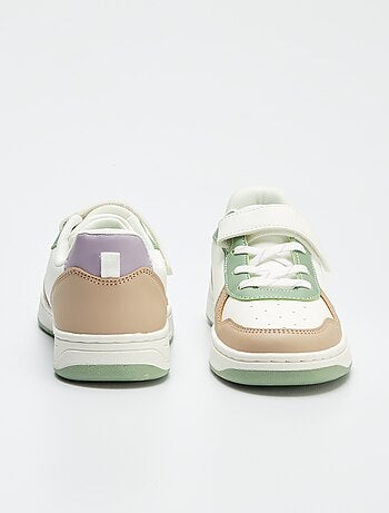Imitatieleren lage sneakers met colorblock