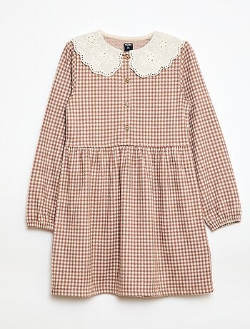 Jacquard gebreide jurk met puntkraag