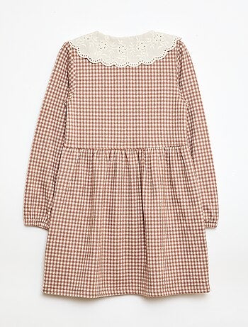 Jacquard gebreide jurk met puntkraag