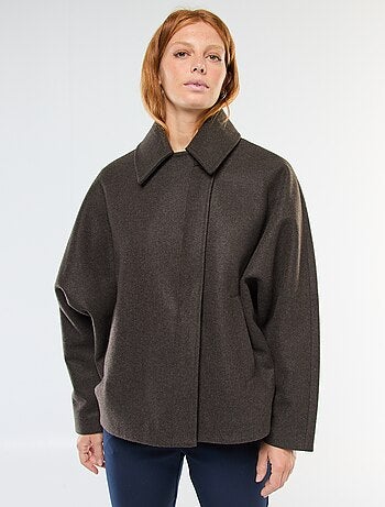 Jas/cape van wolachtige stof