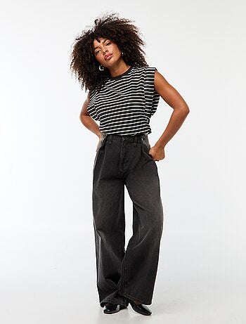 Jeans met hoge taille en wijde pijpen