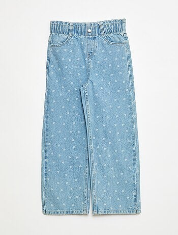 Jeans met wijde pijpen en elastische taille