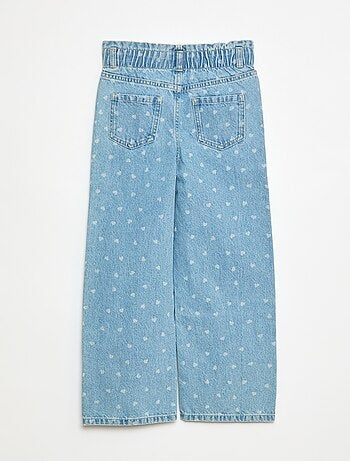 Jeans met wijde pijpen en elastische taille