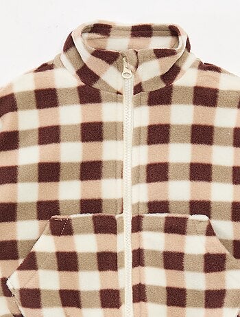 Joggingpak van fleecestof met broek + jasje met rits - 2-delig