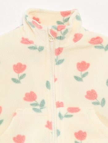 Joggingpak van fleecestof met broek + jasje met rits - 2-delig