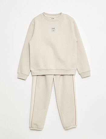 Joggingpak van geruwde fleece - Sweater + broek - 2-delig