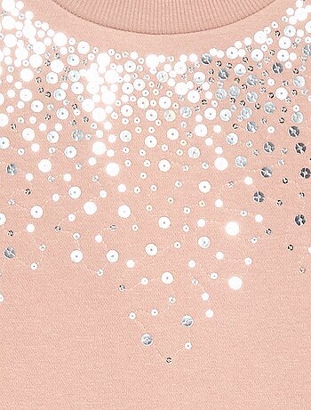 Jurk van joggingstof met detail in glitter-pailletten