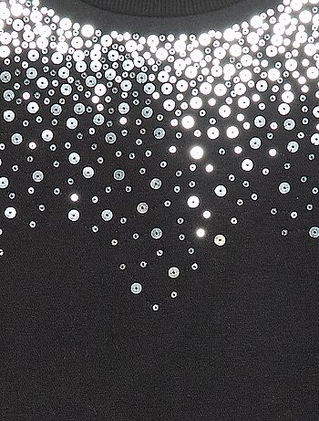 Jurk van joggingstof met detail in glitter-pailletten