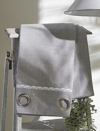 Katoenen gordijn met kant