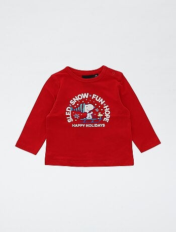 Katoenen Snoopy-pyjama met kerstprint