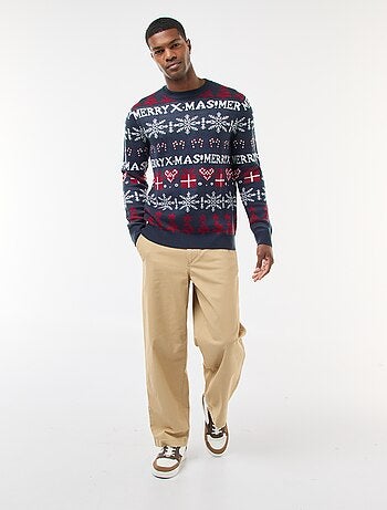 Kersttrui van jacquard met ronde hals