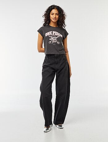 Kort T-shirt met 'One Piece'-print