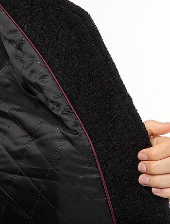 Korte jas van wolachtige stof met afneembare sjaal