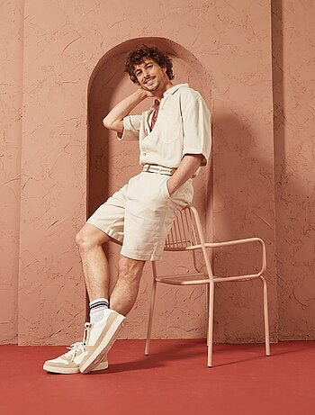 Korte jumpsuit van linnenmix - Uniseks