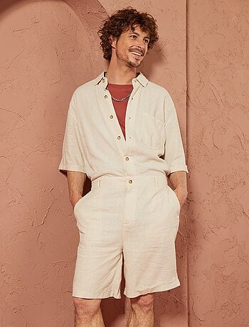 Korte jumpsuit van linnenmix - Uniseks