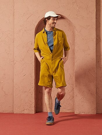 Korte jumpsuit van linnenmix - Uniseks