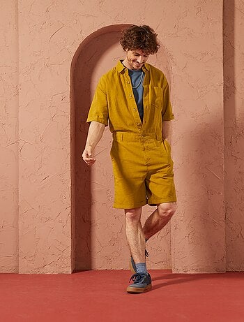 Korte jumpsuit van linnenmix - Uniseks