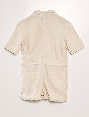 Korte jumpsuit van linnenmix met korte mouw - Uniseks