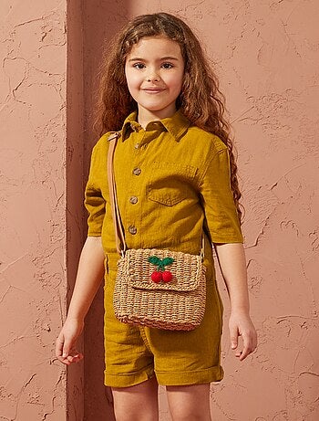 Korte jumpsuit van linnenmix met korte mouw - Uniseks